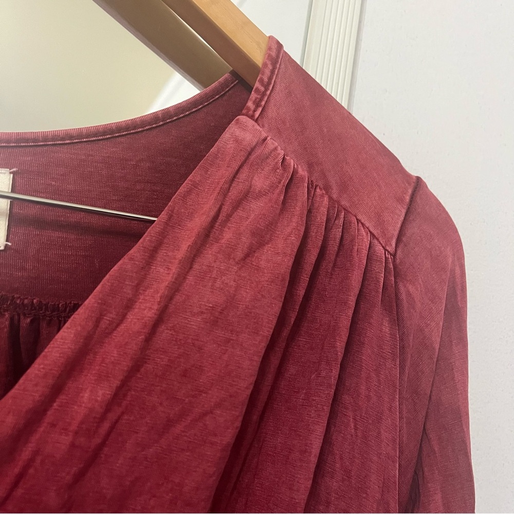 ANTHROPOLOGIE Deletta Sirpo Rust Red Wrap Pullover Bell Sleeve Size XS - Picture 10 of 10